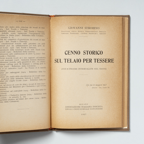 scaldasolebooks Cenno storico sul telaio per tessere - Strobino Giovanni